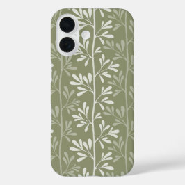 Zen Tuin Stengels Minimaal Botanisch Olijfgroen iPhone 16 Hoesje