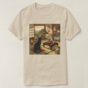 Zen Tuin Zwarte Kat  T-shirt