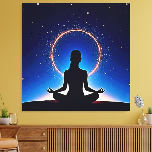 Zen Under Stars: Cosmic Meditation Canvas Afdruk (Insitu (Woonkamer))