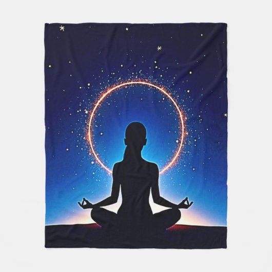 Zen Under Stars: Cosmic Meditation Fleece Deken (Voorkant)