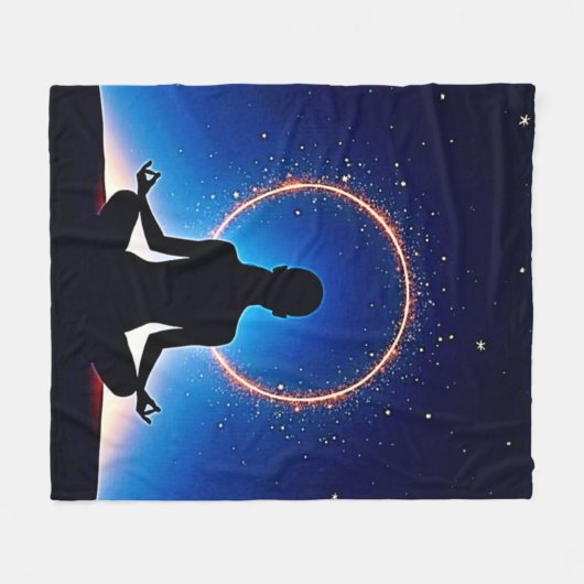Zen Under Stars: Cosmic Meditation Fleece Deken (Voorkant (Horizontaal))
