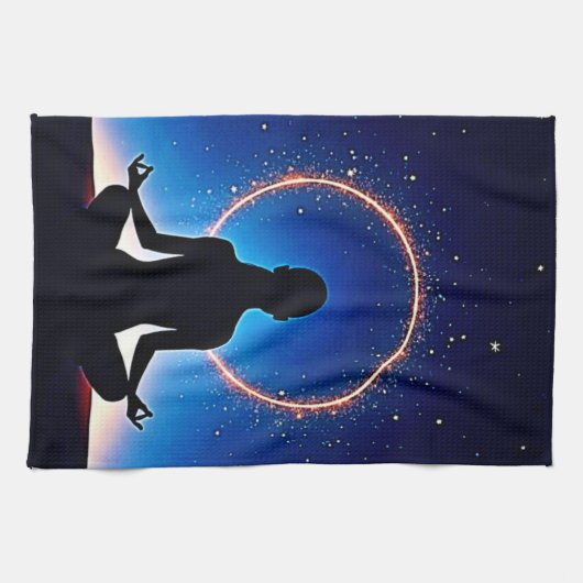 Zen Under Stars: Cosmic Meditation Theedoek (Horizontaal)