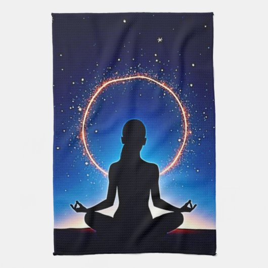 Zen Under Stars: Cosmic Meditation Theedoek (Verticaal)