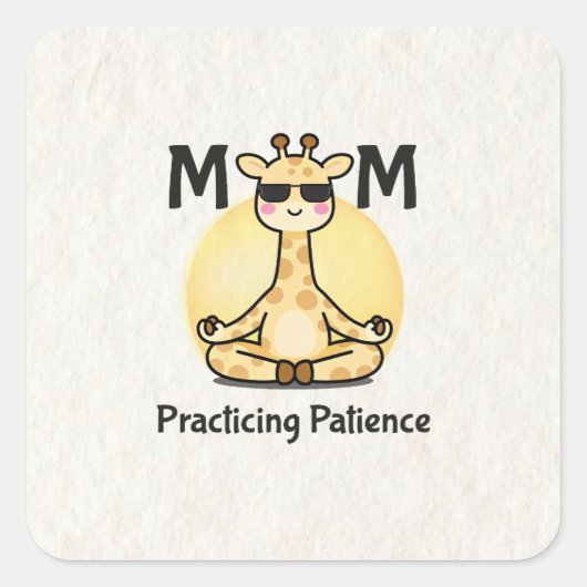 Zen Vibe | Practicing Patience Giraffe Vierkante Sticker (Voorkant)