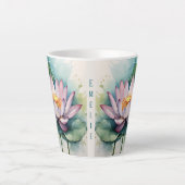 Zen Vibe Waterverf Roze Lotus Flower Latte Mok (Voorkant)