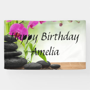 zen, vrede, roze mooie orchidee, kuuroord, het spandoek