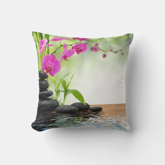 zen, vrede, roze orchidee, mooi, spa, genezing, yo kussen (Voorkant)