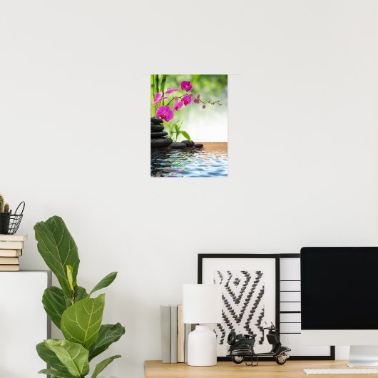 zen, vrede, roze orchidee, mooi, spa, genezing, yo poster (Thuiskantoor)