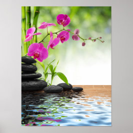 zen, vrede, roze orchidee, mooi, spa, genezing, yo poster