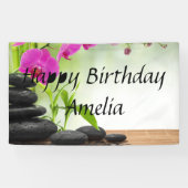 zen, vrede, roze orchidee, mooi, spa, genezing, yo spandoek (Horizontaal)