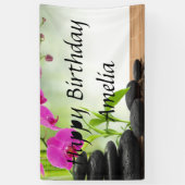 zen, vrede, roze orchidee, mooi, spa, genezing, yo spandoek (Verticaal)