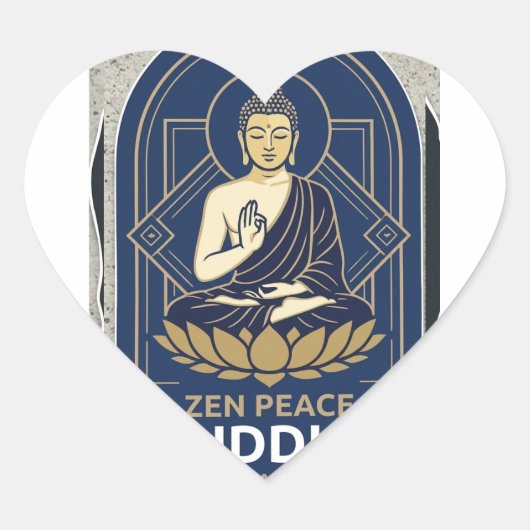 Zen Vredige Boeddha Hartvormige Sticker (Voorkant)