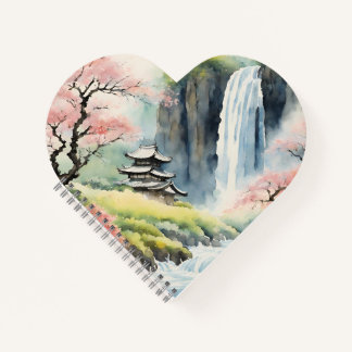 Zen Watercolor House Heart-Shaped Notebook Notitieboek