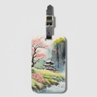 Zen Watercolor House Luggage Tag Bagagelabel