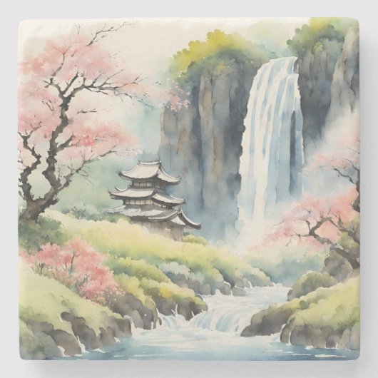 Zen Watercolor Huis Onderzetter (Voorkant)