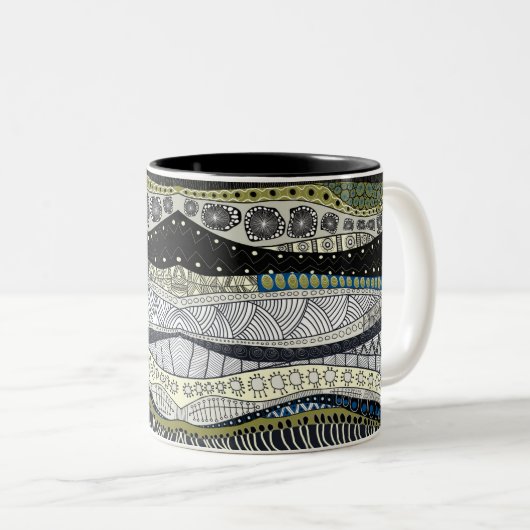 Zen Waves Abstract Design Mug Tweekleurige Koffiemok (Voorkant rechts)