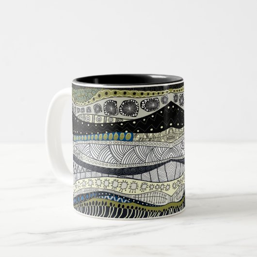 Zen Waves Abstract Design Mug Tweekleurige Koffiemok (Voorkant links)