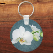 Zen White Orchid Flower Sleutelhanger (Voorkant)