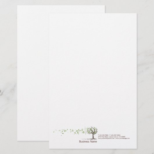 Zen Wind Boom met lederwaren Briefpapier (Voorkant / Achterkant)