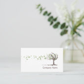 Zen Wind Tree met bladeren Business Card Template Visitekaartje (Staand voorkant)