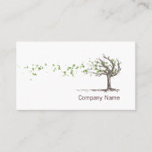Zen Wind Tree met bladeren Business Card Template Visitekaartje (Voorkant)