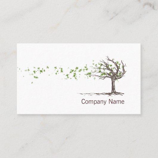 Zen Wind Tree met bladeren Business Card Template Visitekaartje (Voorkant)