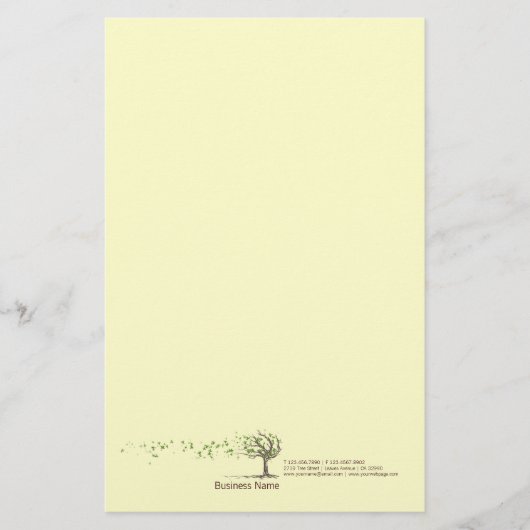 Zen Windboom met bladeren van gele pokerij Briefpapier (Voorkant)
