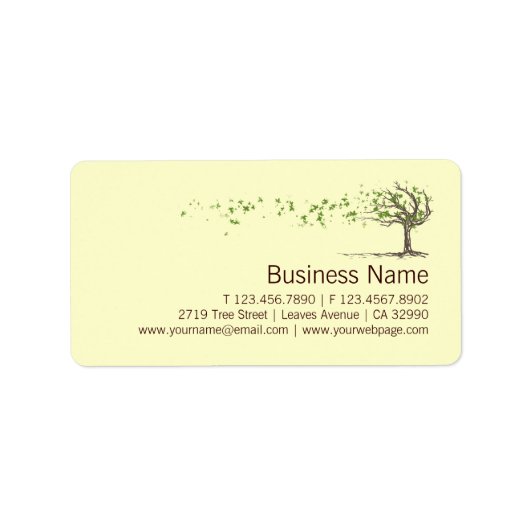 Zen Windboom met bladeren Zakelijke labels Sticker (Voorkant)