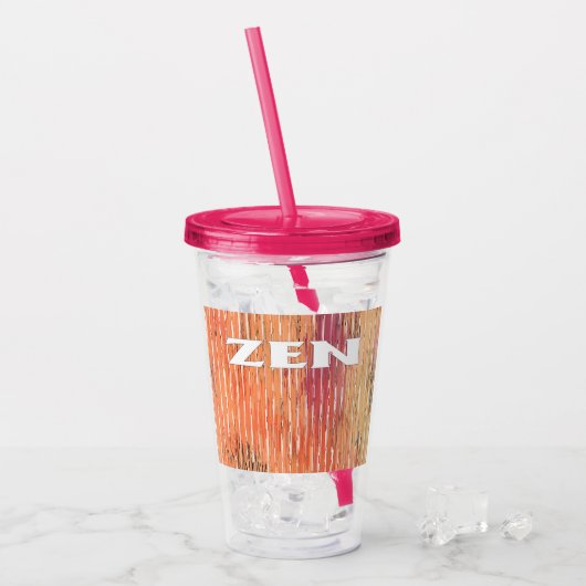 Zen wit riet fuchsia acryl tumbler acryl drinkbeker (Voorkant ijs)