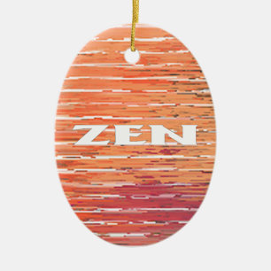 Zen wit riet ovaal keramisch ornament