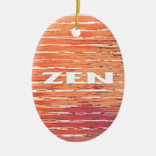 Zen wit riet ovaal keramisch ornament (Voorkant)