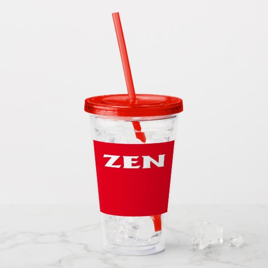Zen wit rood acryl tumbler drinkbeker (Voorkant ijs)