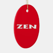 Zen wit rood ovaal keramisch ornament (Rechts)