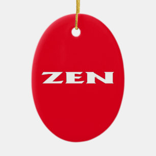 Zen wit rood ovaal keramisch ornament
