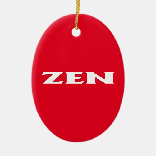 Zen wit rood ovaal keramisch ornament (Voorkant)