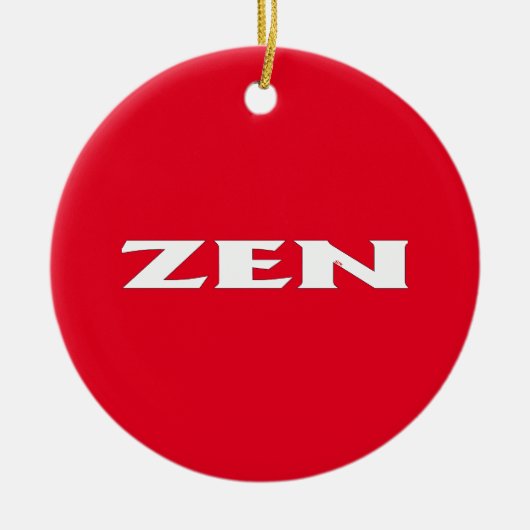 Zen wit rood rond keramisch ornament (Voorkant)