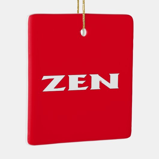 Zen wit rood vierkant keramisch ornament (Rechts)