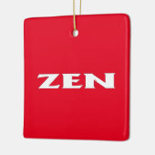 Zen wit rood vierkant keramisch ornament (Links)