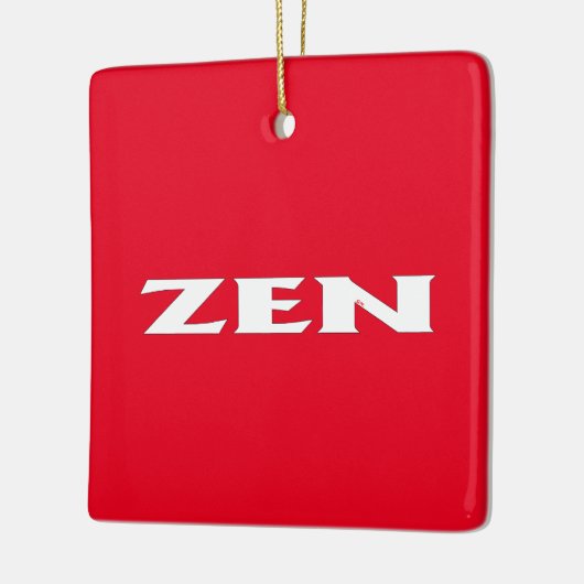 Zen wit rood vierkant keramisch ornament (Links)