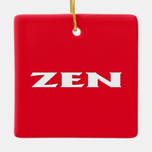 Zen wit rood vierkant keramisch ornament (Voorkant)