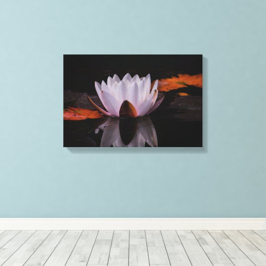 Zen witte lotusbloem canvas afdruk (Insitu (Houten vloer))