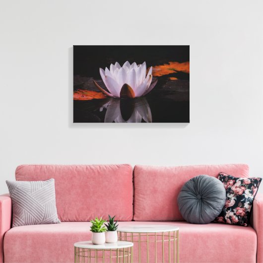 Zen witte lotusbloem canvas afdruk (Insitu (Woonkamer))