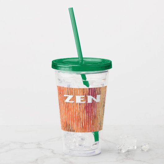 Zen witte riet groene acryl tumbler acryl drinkbeker (Voorkant ijs)