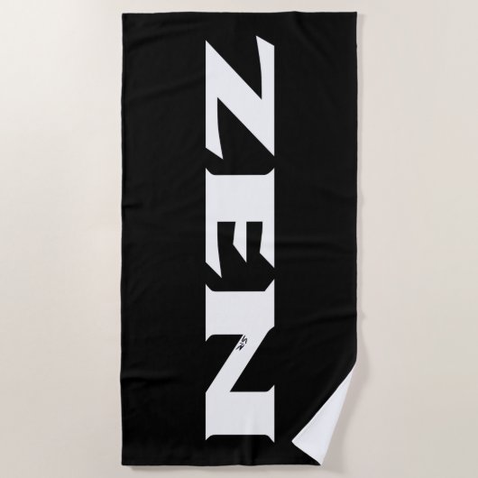 Zen witte zwarte strandhanddoek strandlaken (Voorkant)