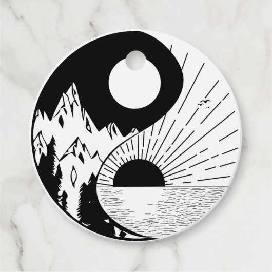 Zen Yin Yang Black White Bedankjes Labels (Voorkant)
