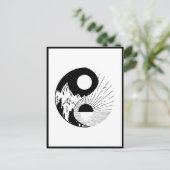 Zen Yin Yang Black White Briefkaart (Staand voorkant)