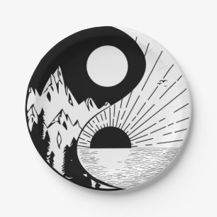 Zen Yin Yang Black White Papieren Bordje