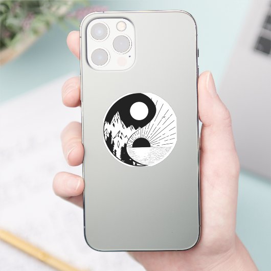 Zen Yin Yang Black White Sticker (Telefoon)