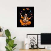 Zen Yoga Buddha Juggling Space Planets Meditation Poster (Thuiskantoor)
