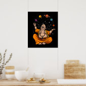 Zen Yoga Buddha Juggling Space Planets Meditation Poster (Keuken)